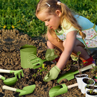Qtioucp Kids Gardening Set 14Pcs Garden Tools with Tote Bag - Green-1 - image 4