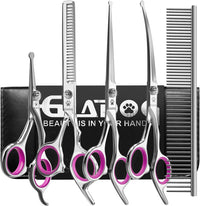 Dog Grooming Scissors Kit with Safety Round Tips - Pink
