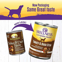 Wellness Complete Health Thick & Chunky Natural Grain Free Canned Wet Dog Food, Turkey & Duck Stew, 12.5-Ounce Can (Pack of 12)