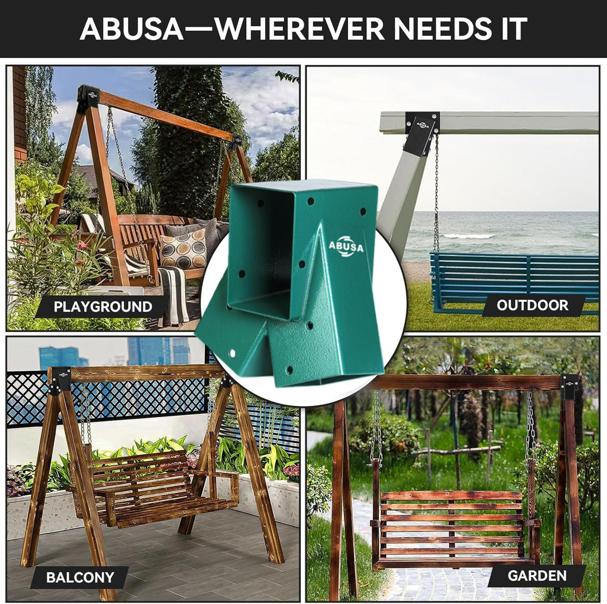 ABUSA heavy duty A-frame swing set brackets with 4 swing hangers and bolts - view 15