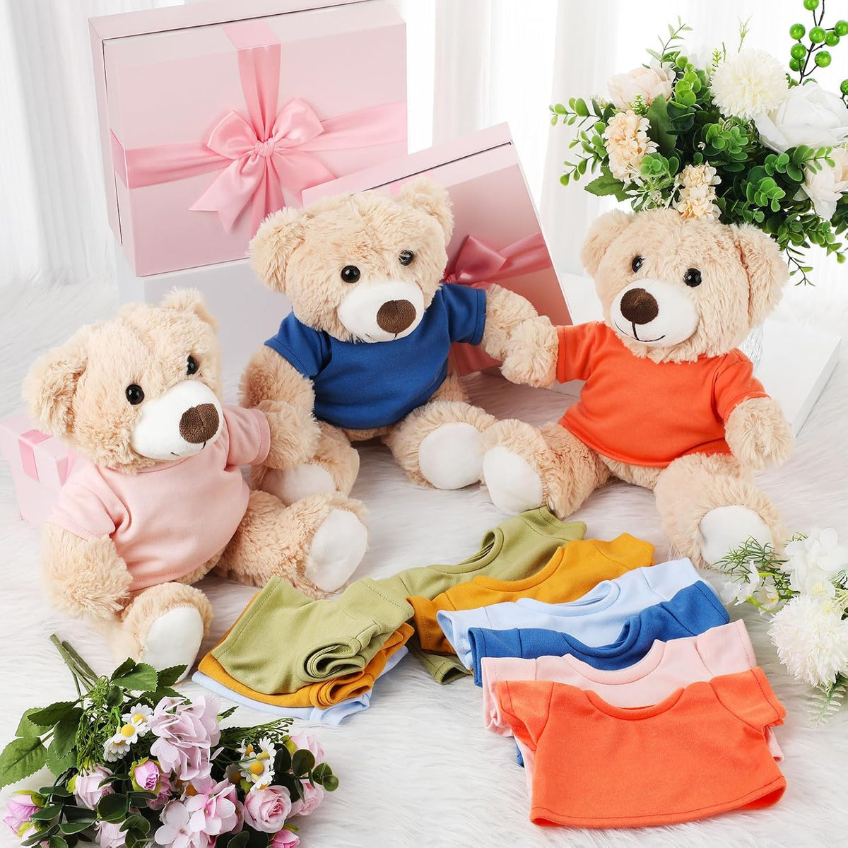 Skylety plush bear shirts, 12 blank cotton crew neck tees for 14-18 inch stuffed bears - view 4
