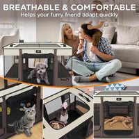 Foldable Pet Kitten Playpen - Brown 03 / Medium(32''×24''×21.5'') - image 4