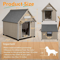 Large Dog House Outdoor Weatherproof, Wooden Dog Kennel Shelter with Anti-Chewing Iron Frame, Removable Floor for Medium to Large Dogs, Easy Clean and Assemble (30.5" L*37.4" W*39.3" H)