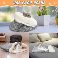 Self Heating Cat Sleeping Bag Indoor Self Warming Cat Bed Cave Heated - Rustic / Gray - image 4