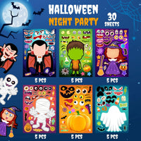 60 Packs Halloween Stickers Pumpkin Decorating Kit - 30pcs Halloween Sticker - image 2