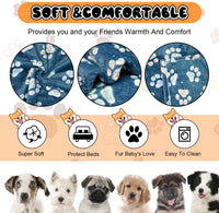 Rezutan Blanket for Large Dogs & Cats Soft Reversible Cute Paw 40"x31" – Essentials for Dogs - Navy Blue (Pack of 3) / Large,41x31inch - image 2
