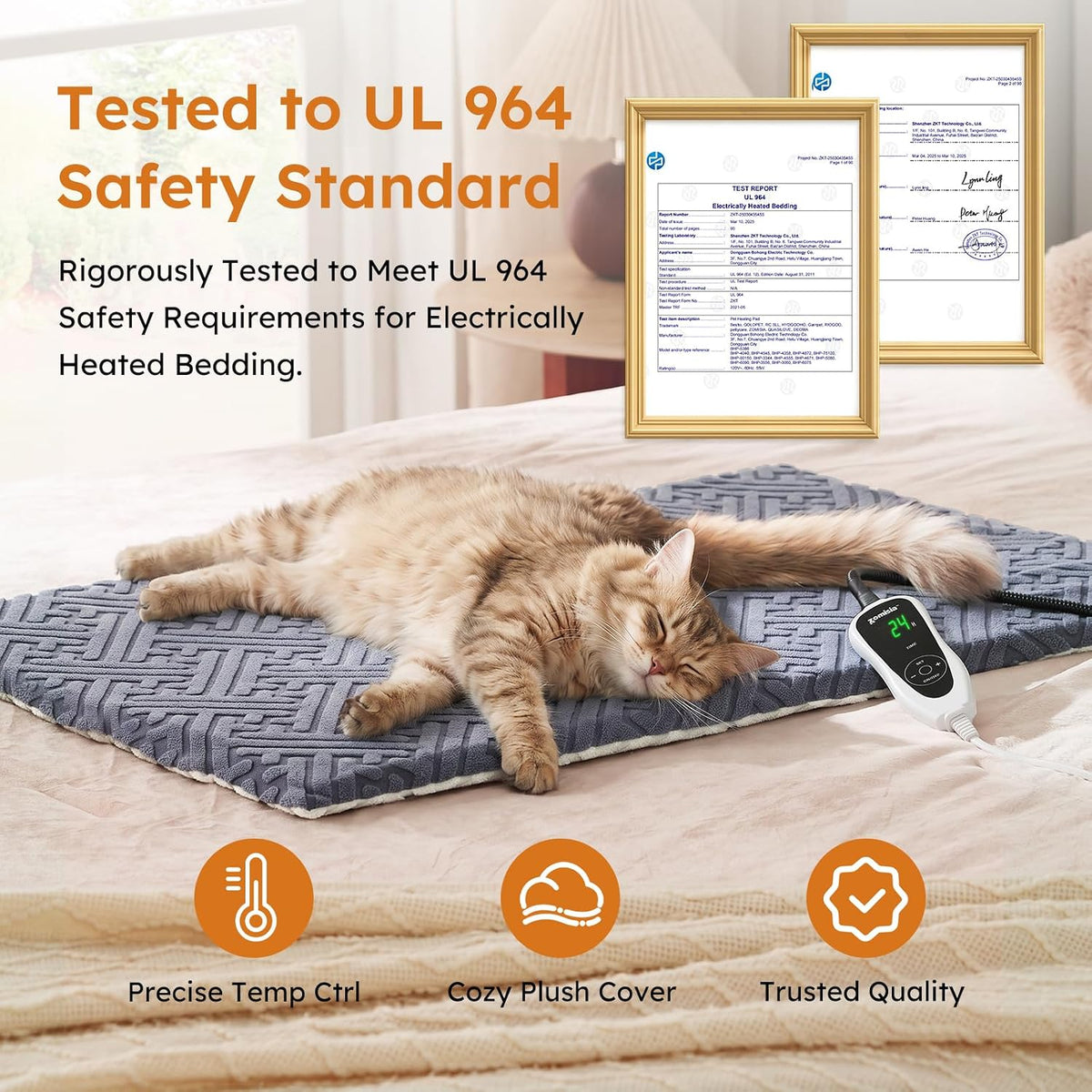 Heated Cat House Bed for Indoor Cats - Grey / Large / With Heating Pad - image 2
