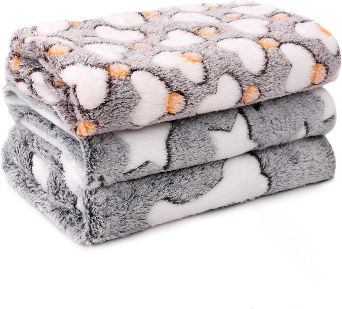 MIWOPET 3 Pack Fleece Pet Blankets Warm Bed Throw for Dogs & Cats - Star/Love/Bone / Small(23"*15")