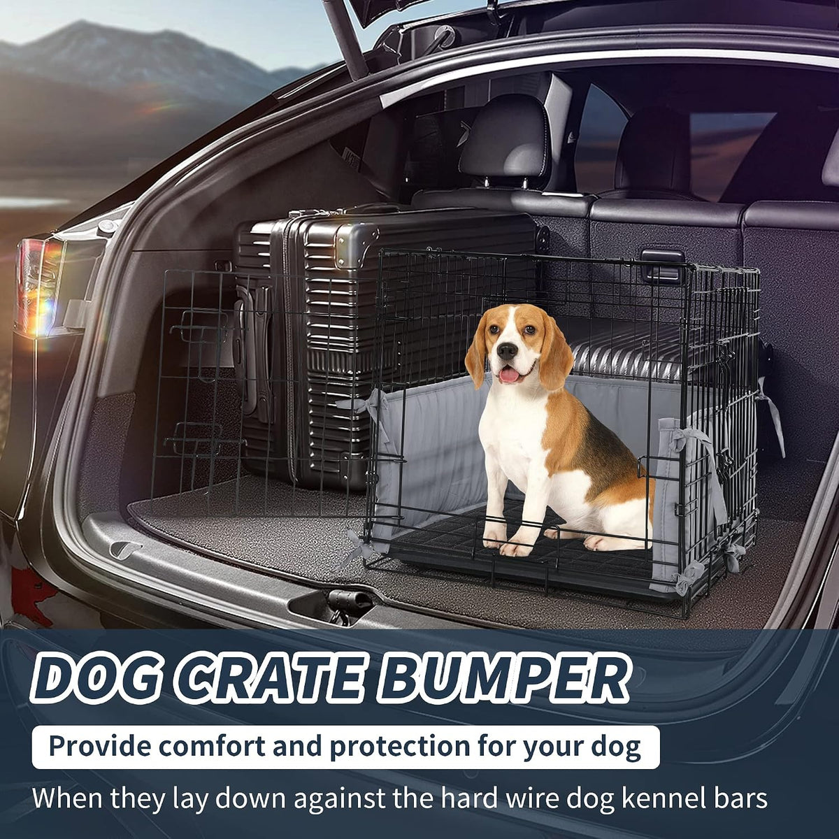 Hombys Dog Crate Bumper with Ties - 24.0"L x 18.0"W x 10.0"H / Grey - image 4