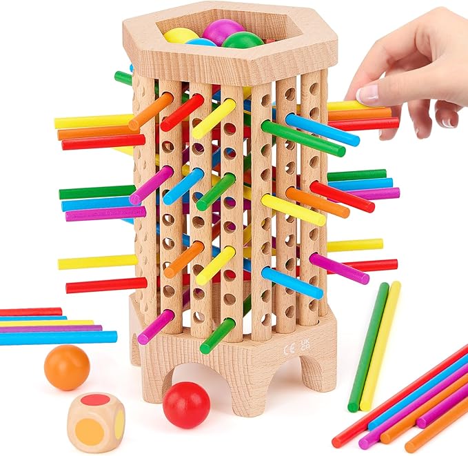 Montessori Game Wooden Board Games for Kids 4-6-8-12, 36 Colorful Stick Math Educational Toys for 3 4 5 6 Year Olds, Classic Fun Dice Games for Family Game Night for 2-6 Players Gift-Board Games-BIG FRENCHIES-TinyTreasures Baby Boutique