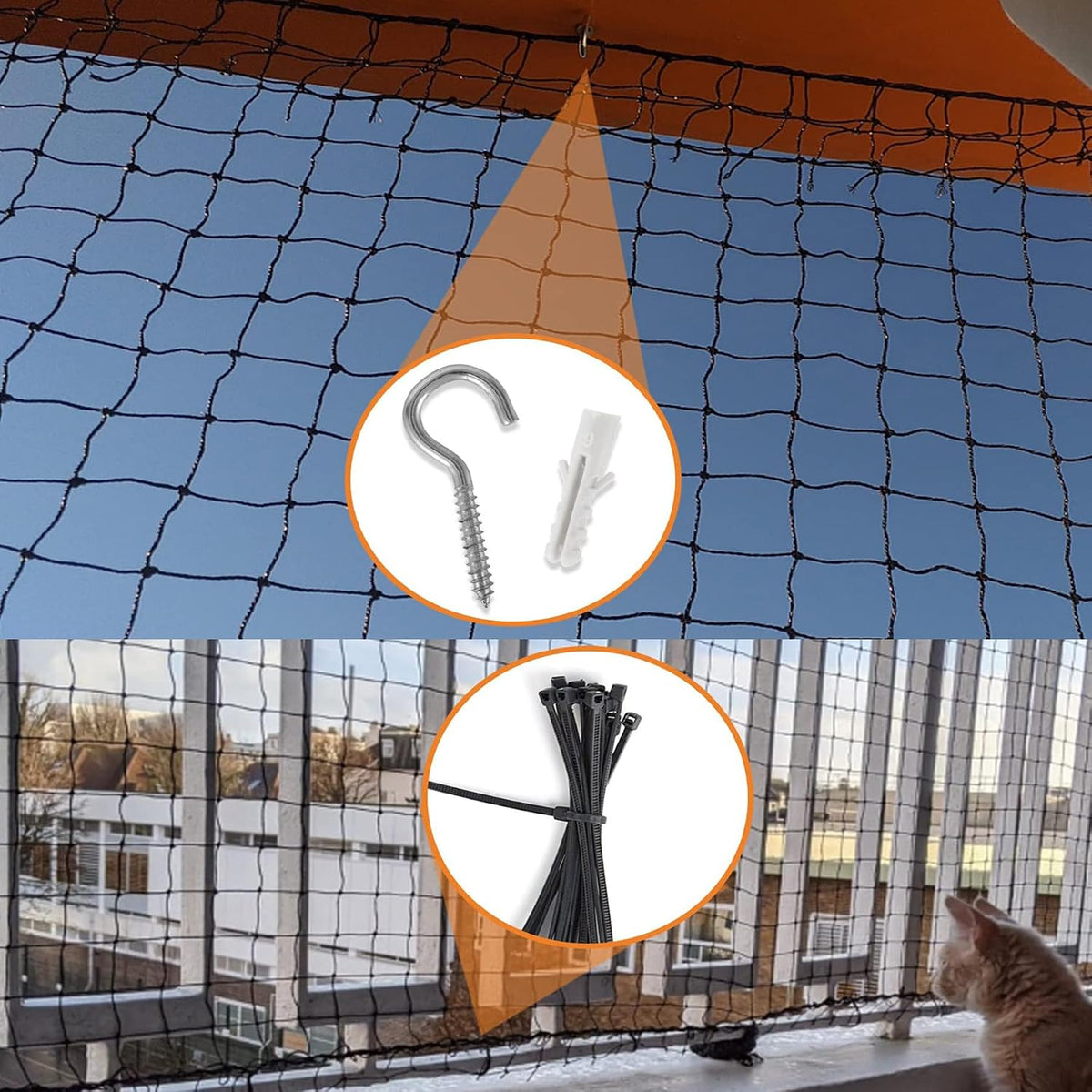 Wire-Reinforced Cat Netting, Bite Resistant - 10x3m-black - image 4
