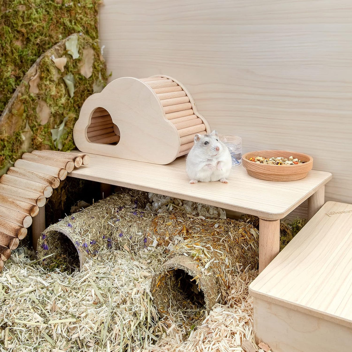Niteangel rectangle wooden hamster play platform, 7 by 15.7 inches - view 2