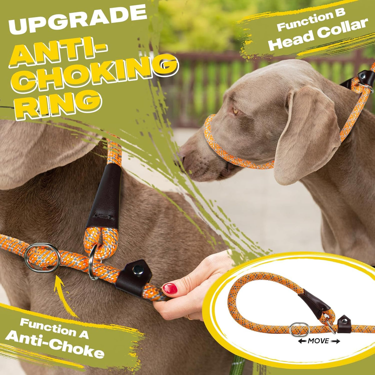 Fida Durable Slip Lead Dog Leash - Large (1/2" x 6 ft) / Orange - image 3