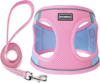 Dog Harness with Leash Set, Step-in Adjustable Puppy Pet Vest - Pink Green / L(Chest:18"-20")