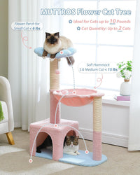 Flower Cat Tree with Large Metal Frame Hammock - 35" Upgraded Flower Cat Tree / Blue - image 2