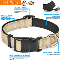 Ladoogo Reflective Dog Collar Padded with Soft Neoprene - Beige / Medium - image 3