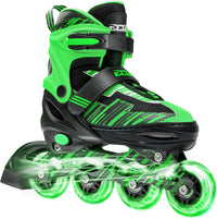 Adjustable Inline Skates for Kids Ages 4-12 – Fun for Kids & Family - Green & Black / Small-Little Kids(11j-13j US）