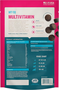 VetIQ Multivitamin Supplement for Dogs, Supports Active Brain Function, Immune System, and Digestive System, Hickory Smoke Flavored Dog Multivitamin, Made in The USA, 60 Count
