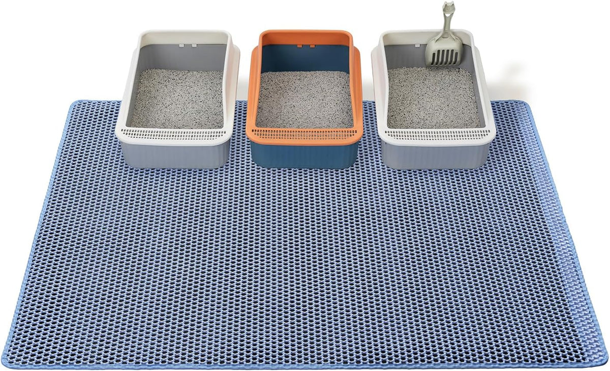 Cat Litter Mats-Extra Large 47''x36'' Litter Trapping Mat for Cat-XXL - Blue-XXL 47x36 inch