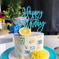 ZHUOWEISM 1 PCS Gold Happy Birthday & Anniversary Cake Topper – Fun for Kids & Family - Light Blue - image 4