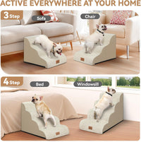 Zerbuger Dog Ramp and Stairs for Bed, Coffee 3 Steps 16" H - Beige / 3 - image 3
