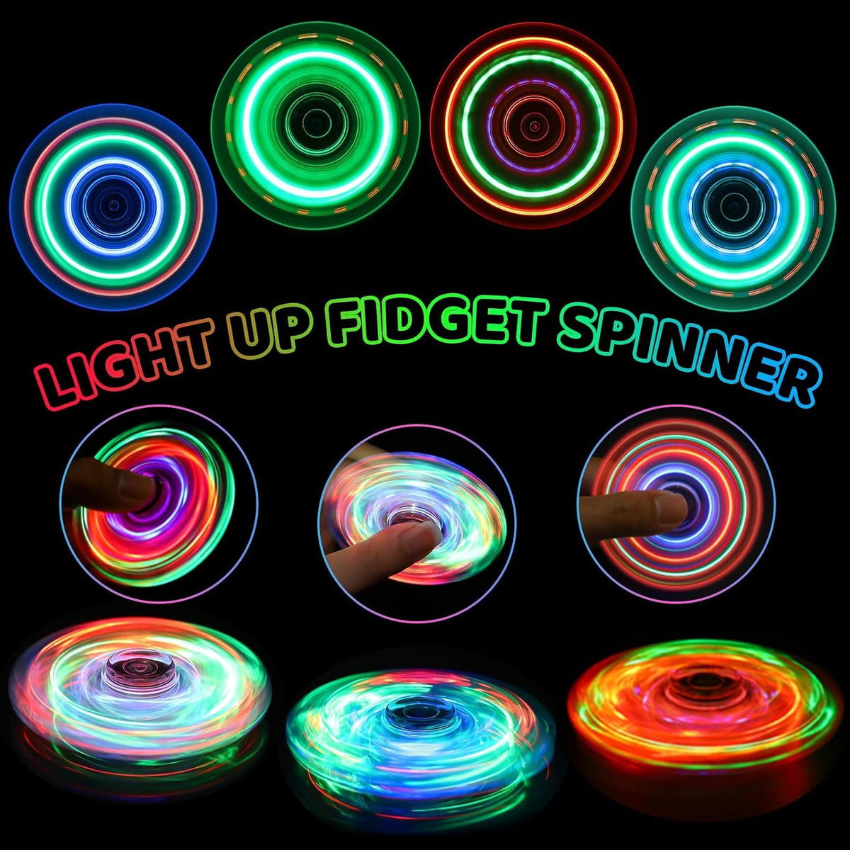 Fidget Spinner 2 Pack, Light up Sensory Fidget Toys Adults Kids 4-8-12, Kids - Fidget Toys Pink&white - image 2