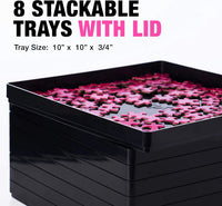 Tidyboss 8 Puzzle Sorting Trays with Lid 8" x 8" - Black / 10"x10" - image 2
