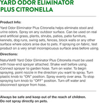 NaturVet – Yard Odor Eliminator Plus Citronella Spray – Eliminate Stool and Urine Odors from Lawn and Yard – Designed for Use on Grass, Patios, Gravel, Concrete & More – 32oz with Hose Nozzle