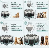 Siedihit Dog Cat Playpen, Puppy Pet Playpen Indoor for Small Dog Crate Tent Cage Outdoor, Portable - Grey / Small - image 2