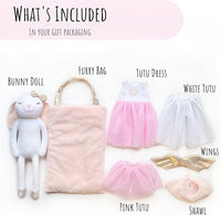 Perfectto Design Bunny Ballerina Stuffed Animal for Girls, Plush Toy Doll - Cute Doll Set Dress Up for 3 4 5 Year Old Girl - Gift for Little Girl, Birthday, Christmas Age 3-9