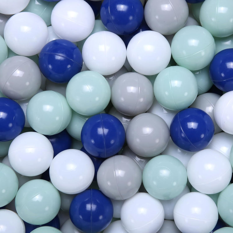 Colorful 100pcs Ball Pit Balls 2.2-inch Plastic Balls Crush Proof - Gray / Milk Green / Dark Blue / White