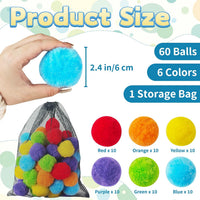 Zddaoole 120 large craft pom poms in red, blue, green, purple, orange and yellow - view 10
