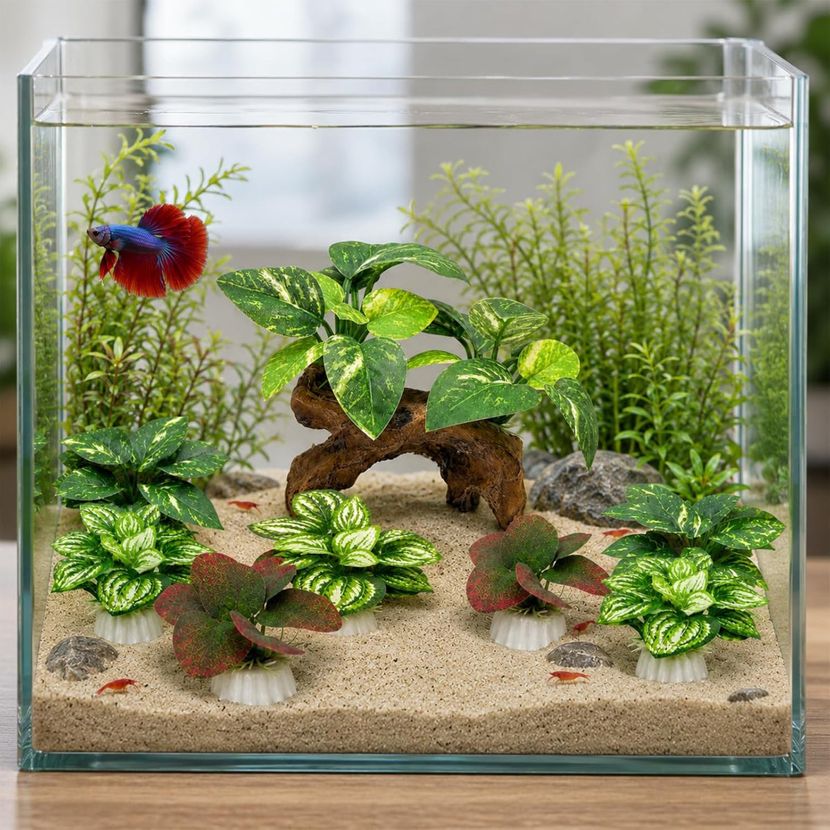 2-Pack Aquarium Decor Fish Tank Decorations 6-inch Betta Fish Tank - G（green 9 Pack） - image 2