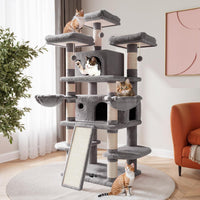 SHA CERLIN 68 Inches Multi-Level Large Cat Tree for Large Kitties/Big - 68in / Grey