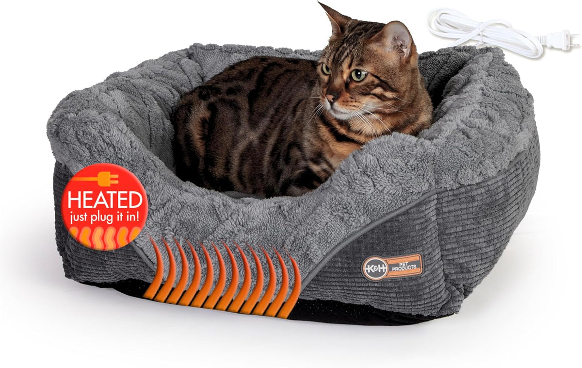 K&H Heated Cat Bed, Thermo-Pet Lounge Sleeper Indoor - Small 20.5 X 19.5 X 6.5 Inches