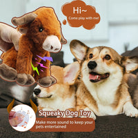 Tug of War Dog Toy, Squeaky Dog Toys Interactive Duck Puppy Toys – Essentials for Dogs - Brown Cow - image 2