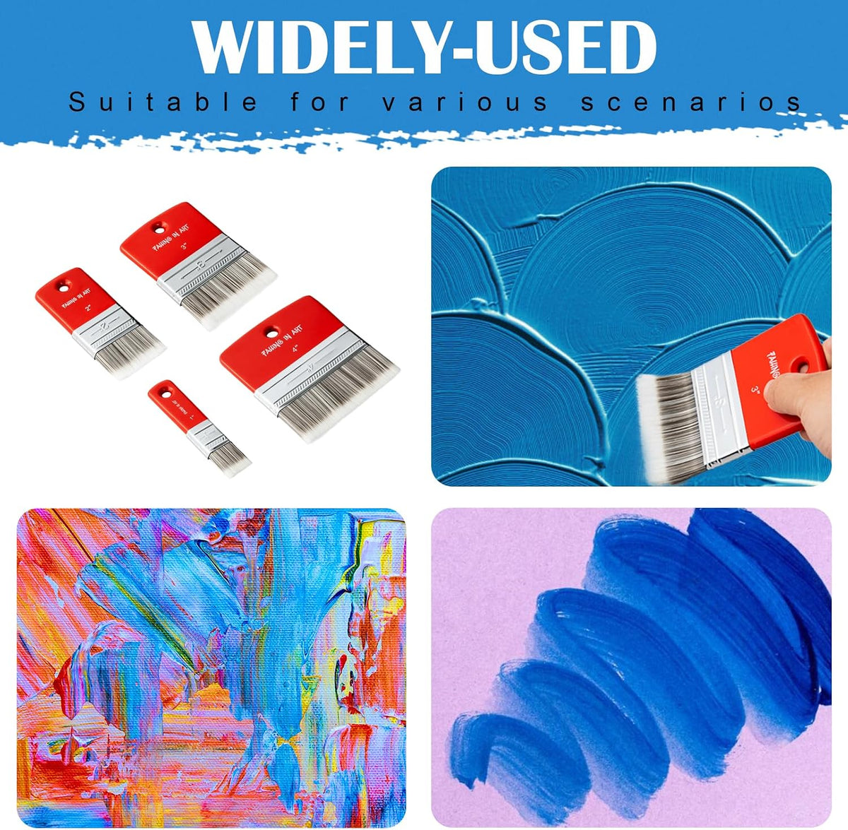 Falling in Art large 8 inch flat paddle paint brush with stainless steel ferrule - view 22