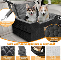 Dog Car Seat for Small/Medium Dogs, Memory Foam Dog Booster Seat - Black Gray / Large - image 3