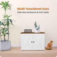Cat Litter Box Enclosure, Hidden Litter Box Furniture - White+Warm Brown - image 2