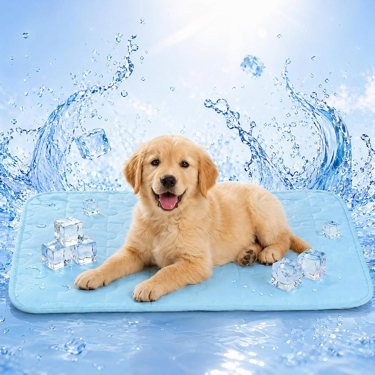 Cooling Dog Mat Large, Breathable 3D Mesh No-Gel Pad - Blue / 29" * 18"