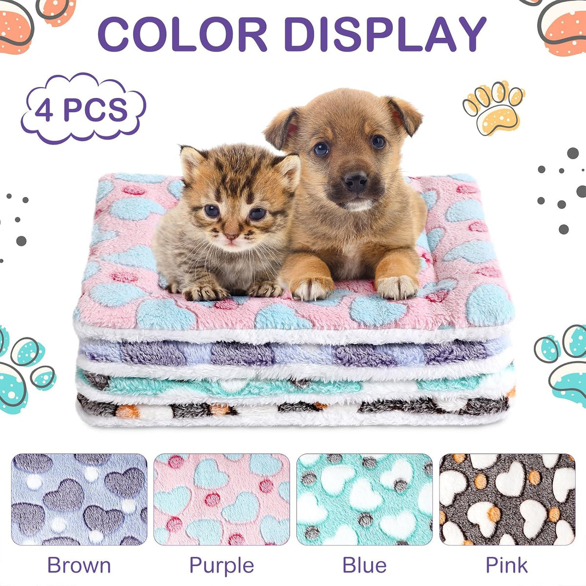 Haull 4 Pcs Waterproof Guinea Pig Bedding Mat, 13 x 10 - Hearts / 13 x 18.5 Inch - image 4