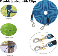Long nylon rope dog tether with clasps at both ends, 15 to 75 ft - view 2