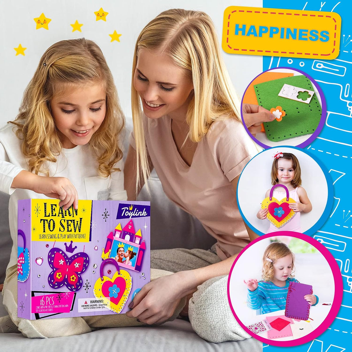 Toylink first sewing kit for kids with felt unicorn purse, bags, photo frame and pen holder projects - view 4