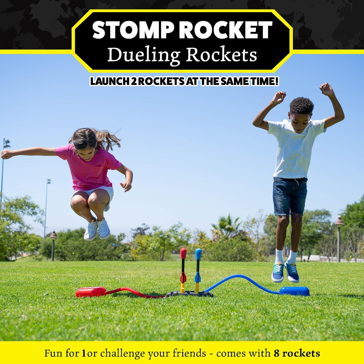 Stomp Rocket Original Dueling Rocket Launcher for Kids - Dueling Launcher + 8 Rockets - image 2