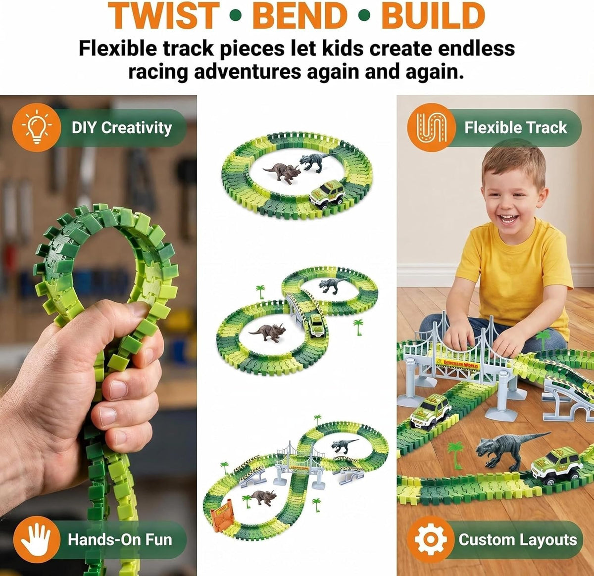 Dinosaur Race Track Toys for Boys 3-5 - Dinosaur Bridge Race Track Set - image 4