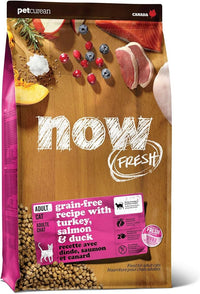 Now Fresh Grain-Free Dry Cat Food with Turkey, Salmon & Duck, Healthy Kibble for Adults Made with Real Meat & Fish, Chicken-Free, with Pumpkin & Probiotics for Sensitive Stomachs, 8 lb Bag