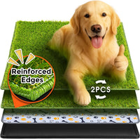 Hompet Dog Grass Pad with Tray Large, 35"x22.5" - Black / 35 x 22.5"