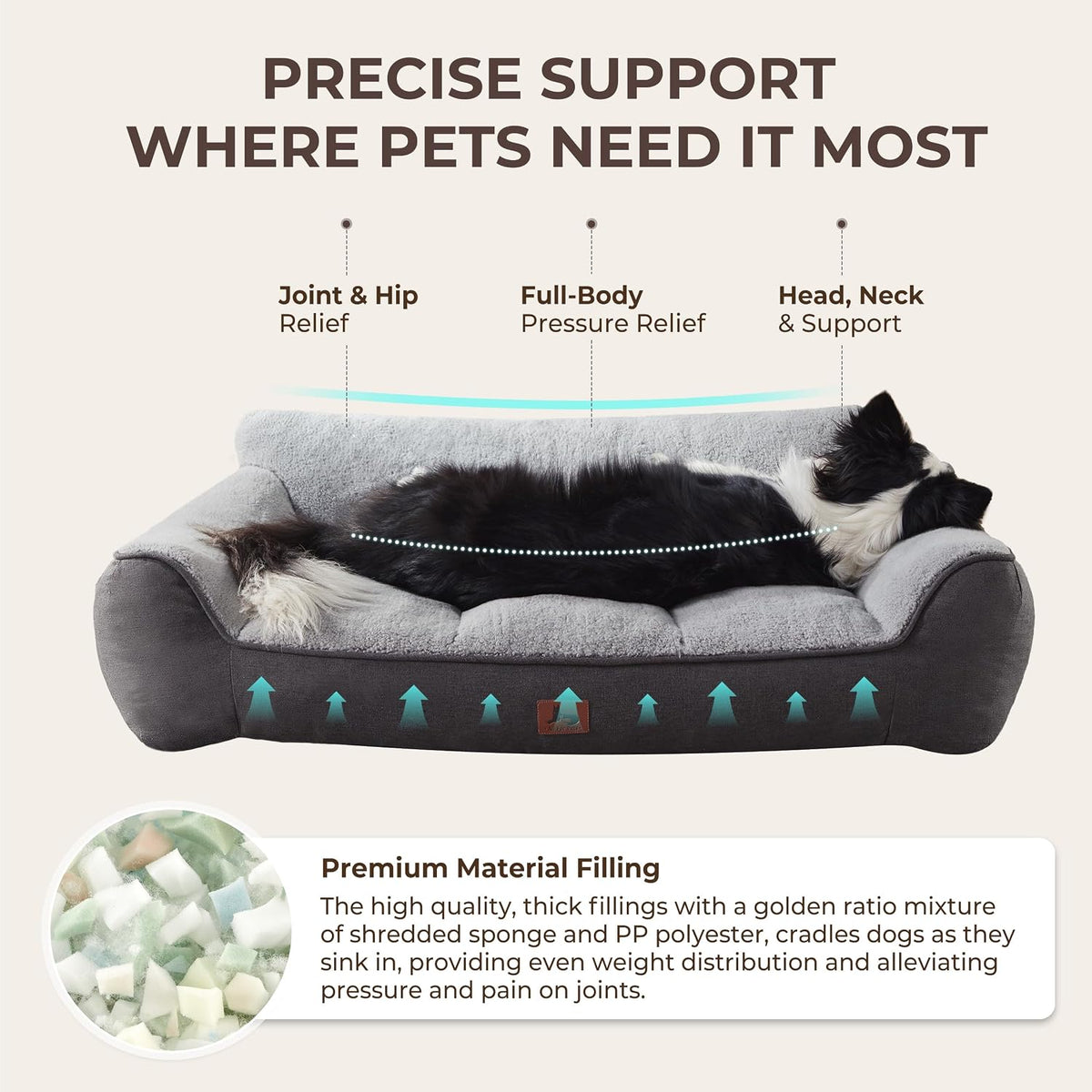 Warmrest extra thick orthopedic bolster dog bed for large dogs with plush sherpa fleece - view 2