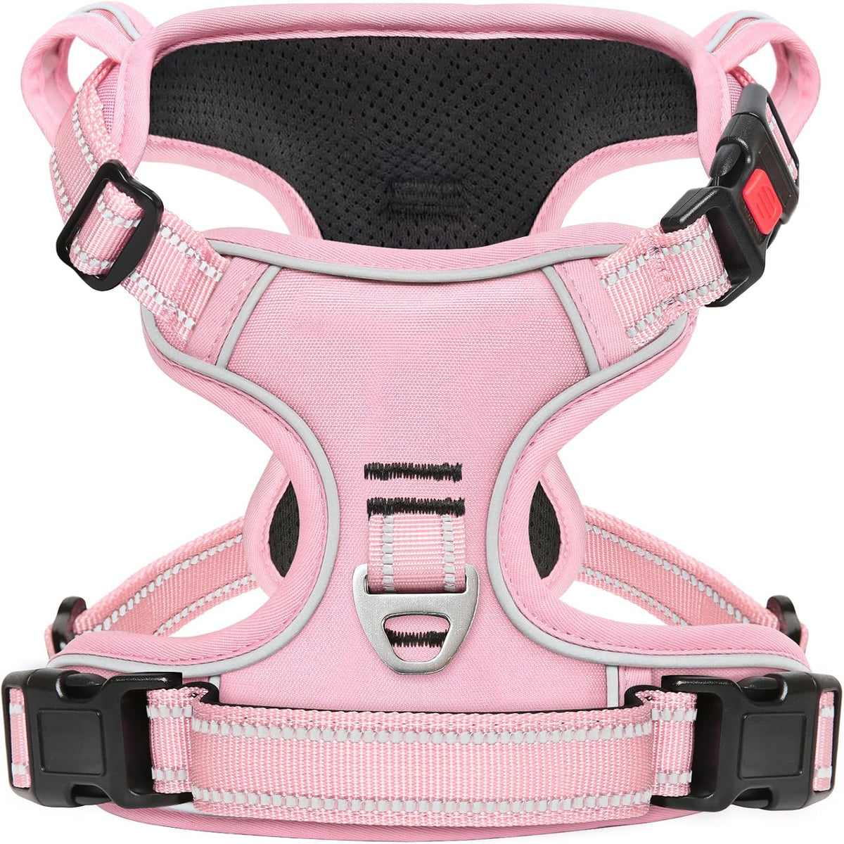 Timos Dog Harness, No Pull Large Sized with 3 Buckles - Large / Lock Pink