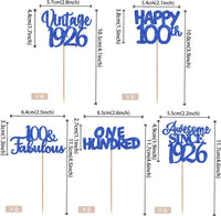 Rose gold glitter vintage 1946 cupcake toppers for an 80th birthday - view 11